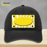 Yellow White Zebra Yellow Center Oval Novelty License Plate Hat Unconstructed Cotton / Black