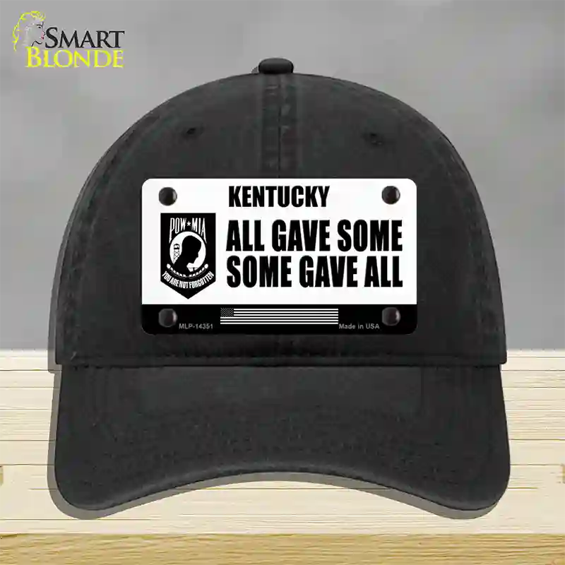 Kentucky POW MIA Some Gave All Novelty License Plate Hat Unconstructed Cotton / Black