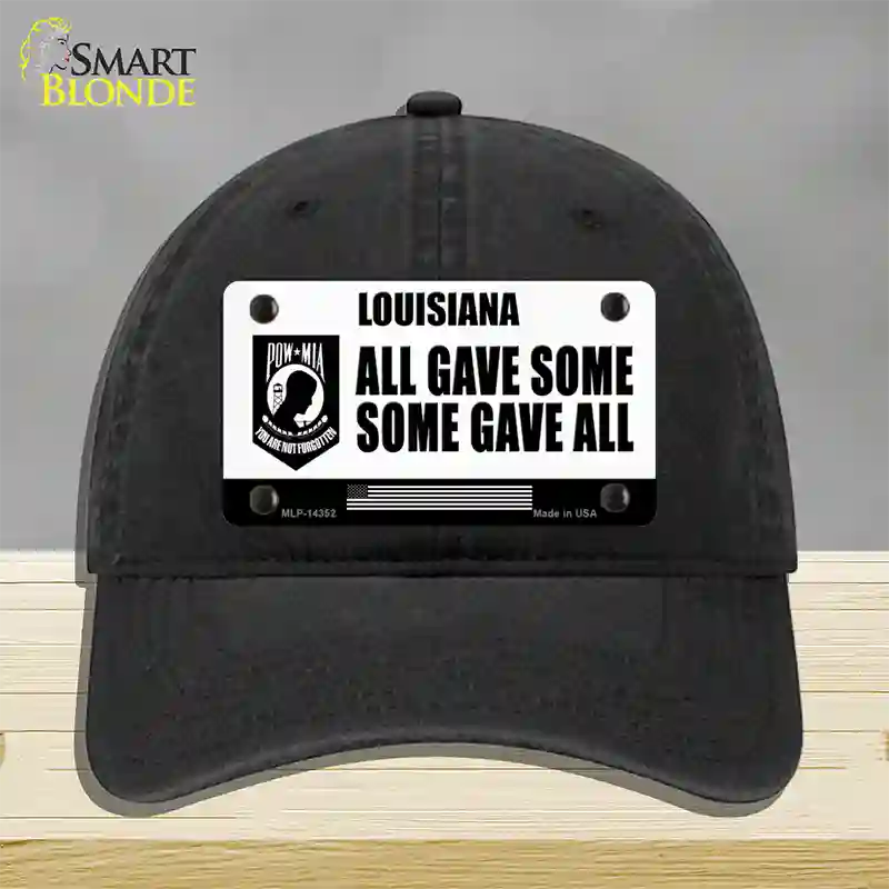 Louisiana POW MIA Some Gave All Novelty License Plate Hat Unconstructed Cotton / Black