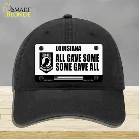 Louisiana POW MIA Some Gave All Novelty License Plate Hat Unconstructed Cotton / Black