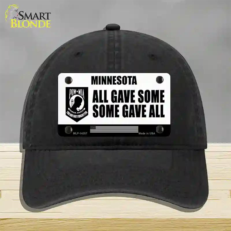 Minnesota POW MIA Some Gave All Novelty License Plate Hat Unconstructed Cotton / Black