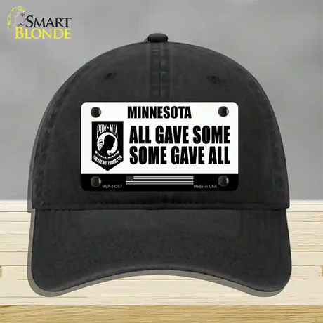 Minnesota POW MIA Some Gave All Novelty License Plate Hat Unconstructed Cotton / Black