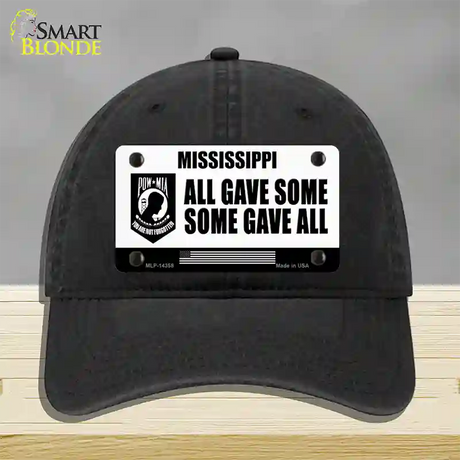 Mississippi POW MIA Some Gave All Novelty License Plate Hat Unconstructed Cotton / Black