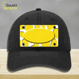 Yellow White Giraffe Yellow Center Oval Novelty License Plate Hat Unconstructed Cotton / Black