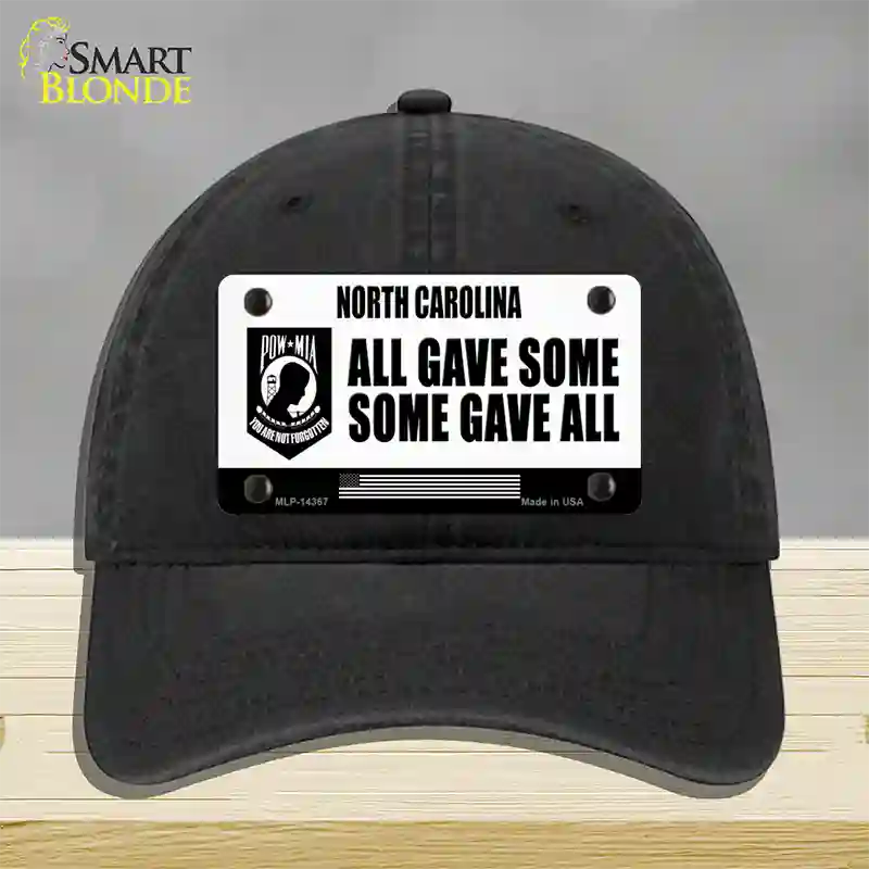 North Carolina POW MIA Some Gave All Novelty License Plate Hat Unconstructed Cotton / Black