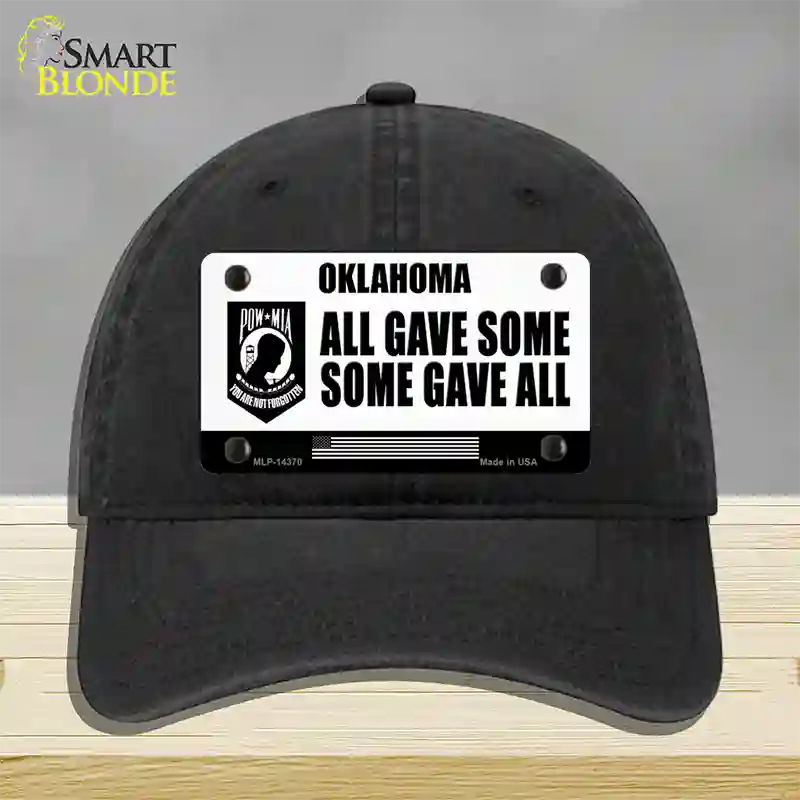 Oklahoma POW MIA Some Gave All Novelty License Plate Hat Unconstructed Cotton / Black