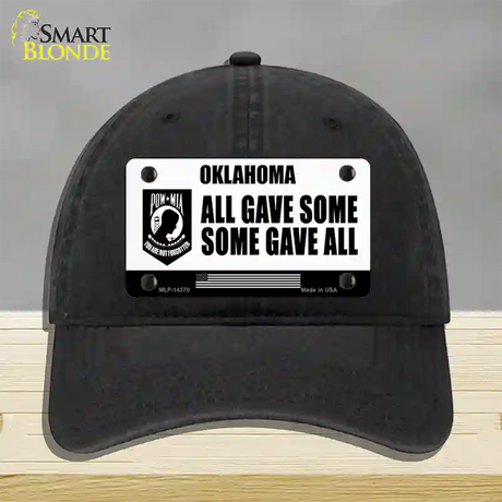 Oklahoma POW MIA Some Gave All Novelty License Plate Hat Unconstructed Cotton / Black