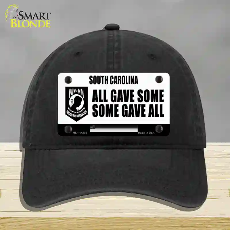 South Carolina POW MIA Some Gave All Novelty License Plate Hat Unconstructed Cotton / Black