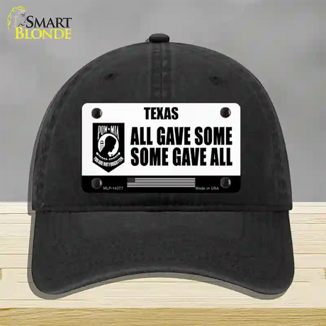 Texas POW MIA Some Gave All Novelty License Plate Hat Unconstructed Cotton / Black