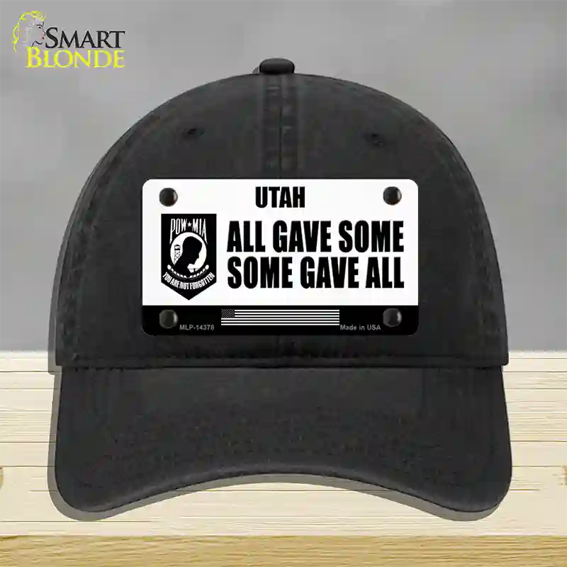 Utah POW MIA Some Gave All Novelty License Plate Hat Unconstructed Cotton / Black