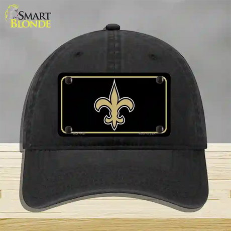 Fleur de lis Novelty License Plate Hat Unconstructed Cotton / Black