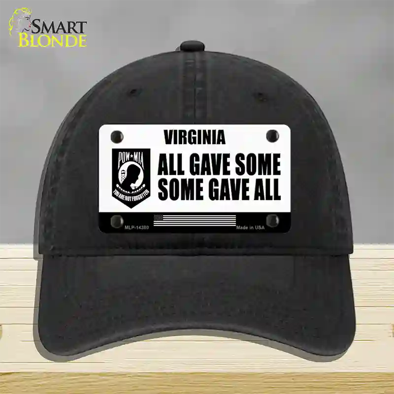 Virginia POW MIA Some Gave All Novelty License Plate Hat Unconstructed Cotton / Black