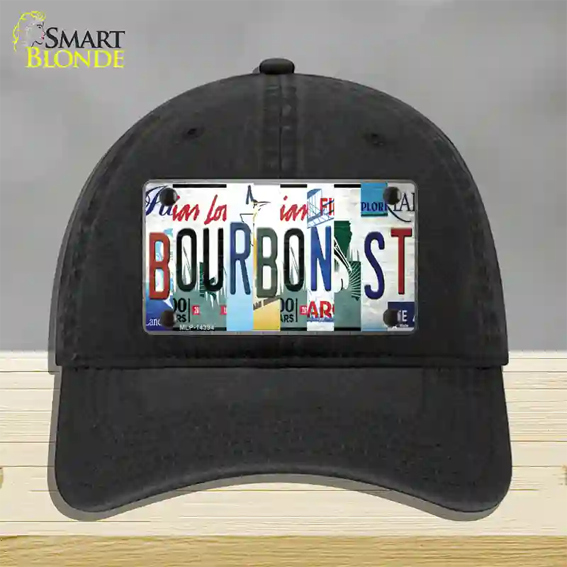 Bourbon St License Plate Art Novelty License Plate Hat Unconstructed Cotton / Black