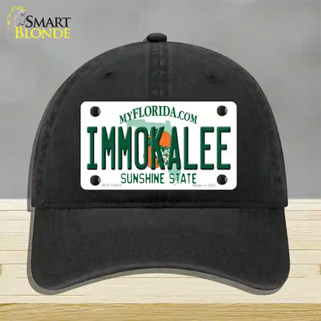 Immokalee Florida Novelty License Plate Hat Unconstructed Cotton / Black