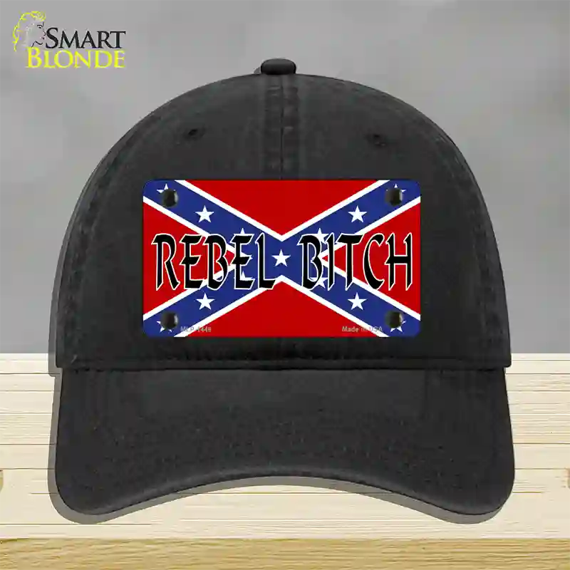 Rebel Bitch Novelty License Plate Hat Unconstructed Cotton / Black