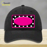 White Black Polka Dots Pink Frame And Center Oval Novelty License Plate Hat Unconstructed Cotton / Black