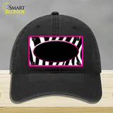 Black White Pink Zebra Center Oval Novelty License Plate Hat Unconstructed Cotton / Black