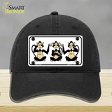 See Hear Speak Monkey Novelty License Plate Hat Unconstructed Cotton / Black