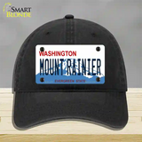 Mount Rainier Washington Novelty License Plate Hat Unconstructed Cotton / Black