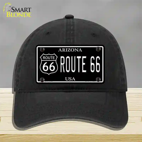 Route 66 Arizona Black Novelty License Plate Hat Unconstructed Cotton / Black