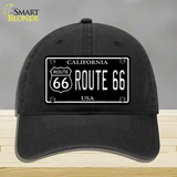 Route 66 California Black Novelty License Plate Hat Unconstructed Cotton / Black