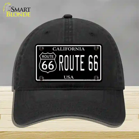 Route 66 California Black Novelty License Plate Hat Unconstructed Cotton / Black