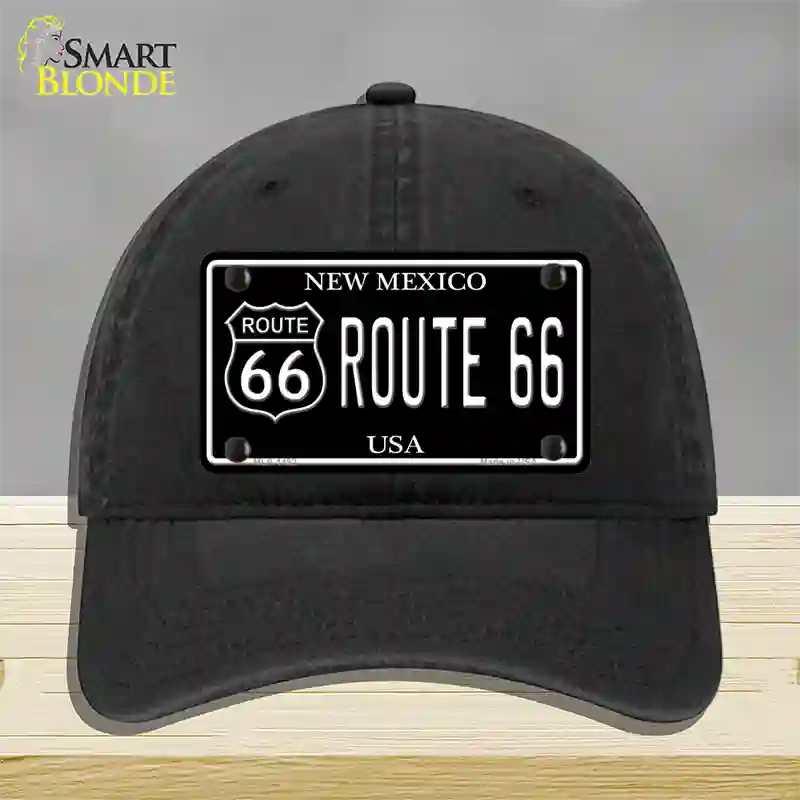 Route 66 New Mexico Black Novelty License Plate Hat Unconstructed Cotton / Black