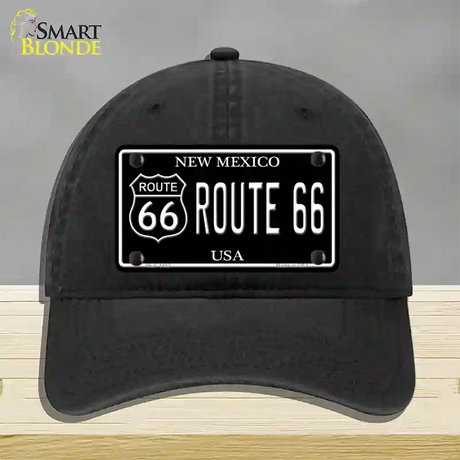 Route 66 New Mexico Black Novelty License Plate Hat Unconstructed Cotton / Black