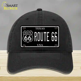 Route 66 Texas Black Novelty License Plate Hat Unconstructed Cotton / Black