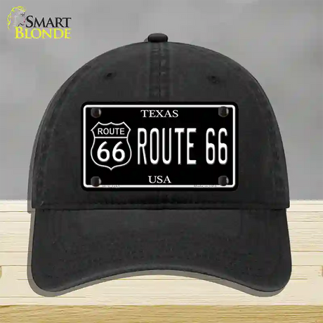 Route 66 Texas Black Novelty License Plate Hat Unconstructed Cotton / Black