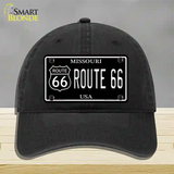 Route 66 Missouri Black Novelty License Plate Hat Unconstructed Cotton / Black