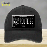 Route 66 Illinois Black Novelty License Plate Hat Unconstructed Cotton / Black