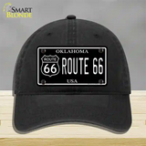 Route 66 Oklahoma Black Novelty License Plate Hat Unconstructed Cotton / Black