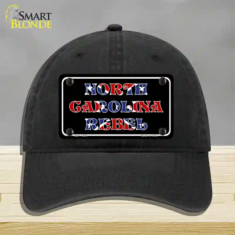 North Carolina Rebel Novelty License Plate Hat Unconstructed Cotton / Black