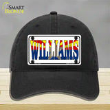 Williams Arizona Flag White Novelty License Plate Hat Unconstructed Cotton / Black