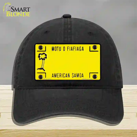 American Samoa Novelty License Plate Hat Unconstructed Cotton / Black