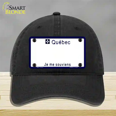 Quebec Novelty License Plate Hat Unconstructed Cotton / Black