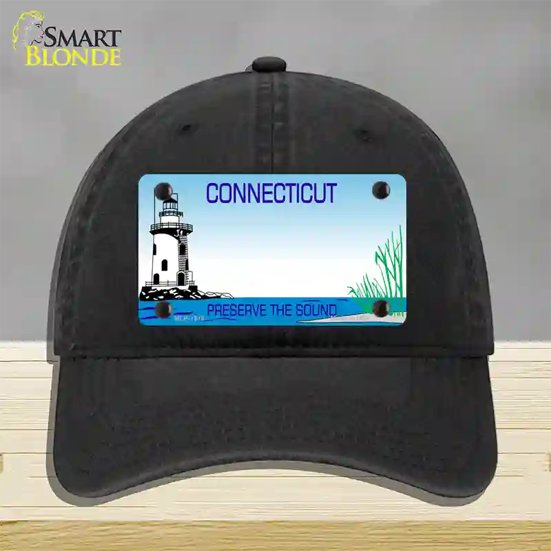 Connecticut Preserve State Blank Novelty License Plate Hat Unconstructed Cotton / Black