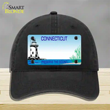 Connecticut Preserve State Blank Novelty License Plate Hat Unconstructed Cotton / Black