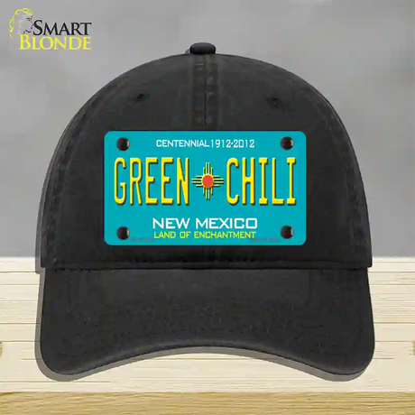 Green Chili New Mexico Novelty License Plate Hat Unconstructed Cotton / Black