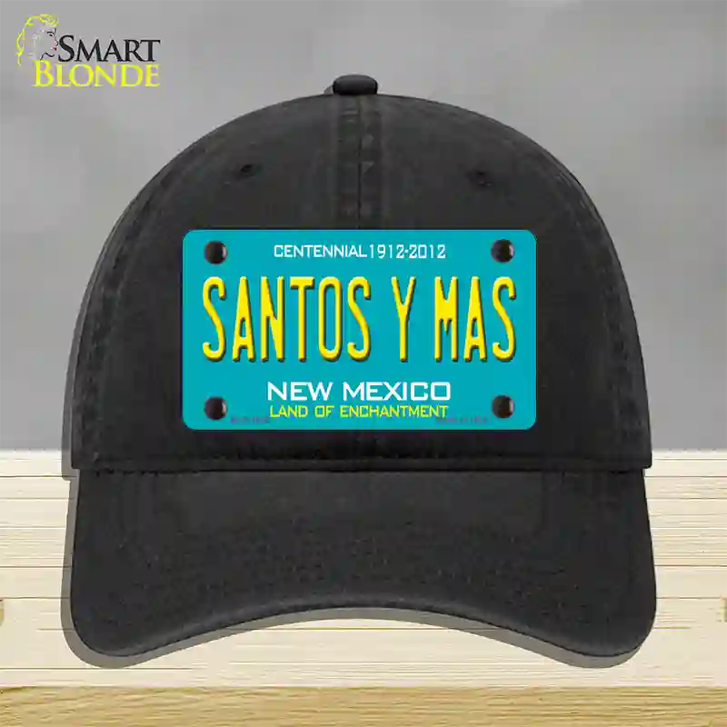 New Mexico Santos Y Mas Novelty License Plate Hat Unconstructed Cotton / Black