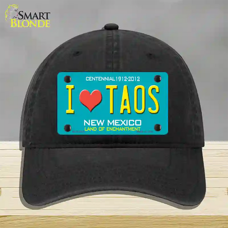 I Love Taos New Mexico Novelty License Plate Hat Unconstructed Cotton / Black