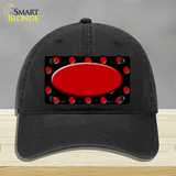 Red Black Polka Dot Red Center Oval Novelty License Plate Hat Unconstructed Cotton / Black