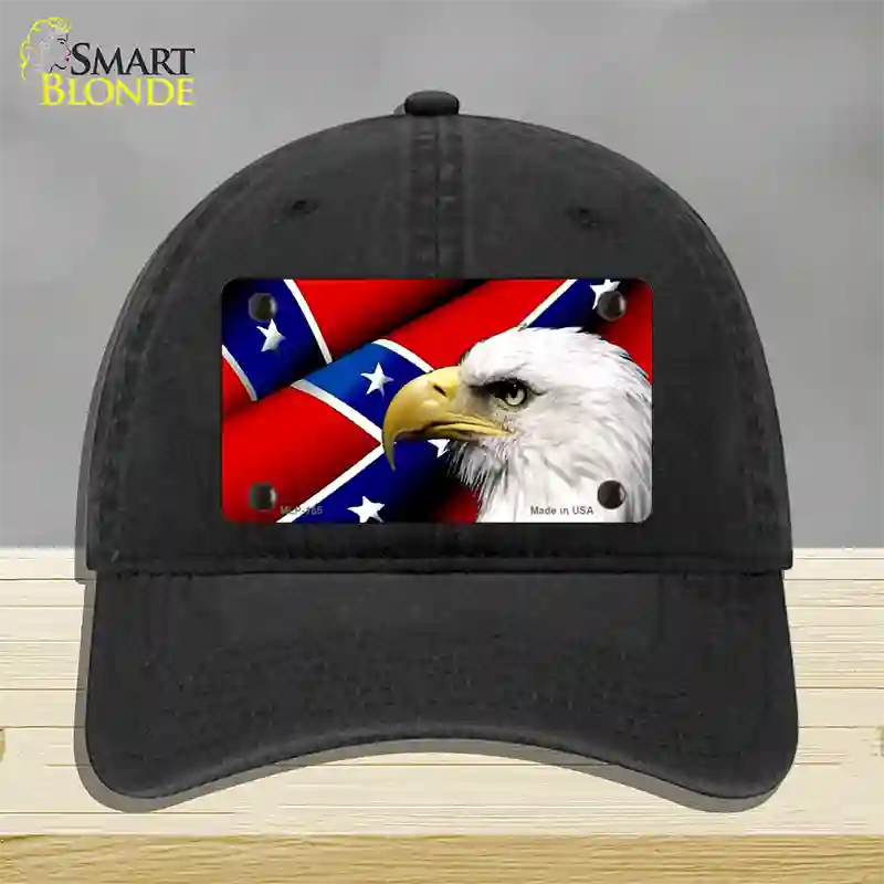 Confederate Flag Eagle Novelty License Plate Hat Unconstructed Cotton / Black