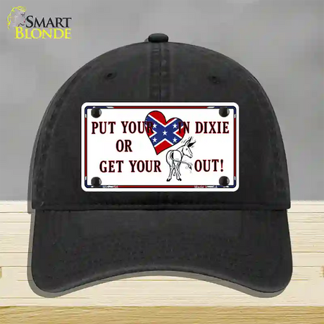 Heart In Dixie Novelty License Plate Hat Unconstructed Cotton / Black