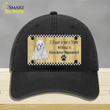 Pencil Sketch Cocker Spaniel Novelty License Plate Hat Unconstructed Cotton / Black