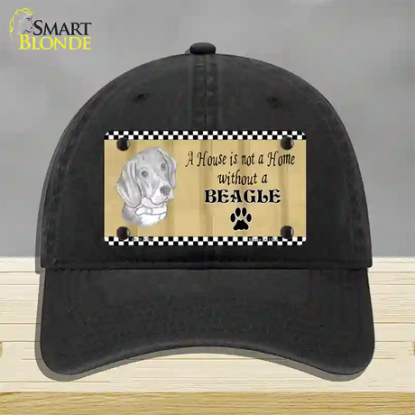 Pencil Sketch Beagle Novelty License Plate Hat Unconstructed Cotton / Black