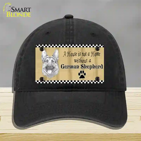 Pencil Sketch German Shepherd Novelty License Plate Hat Unconstructed Cotton / Black