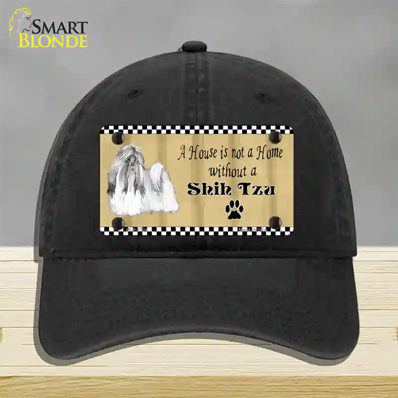 Pencil Sketch Shih Tzu Novelty License Plate Hat Unconstructed Cotton / Black