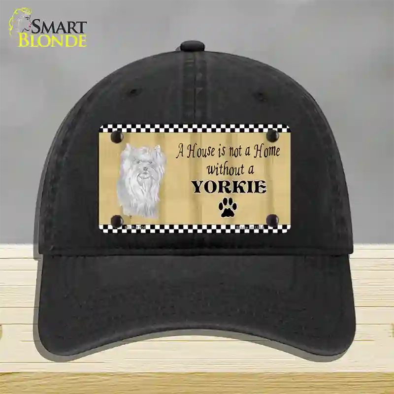 Pencil Sketch Yorkie Novelty License Plate Hat Unconstructed Cotton / Black